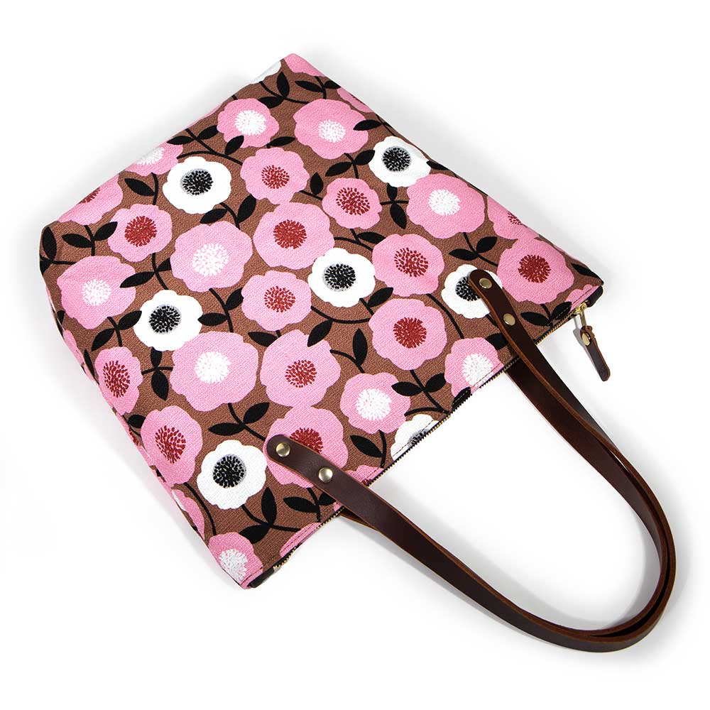 Midcentury Floral Portfolio Tote- Pink