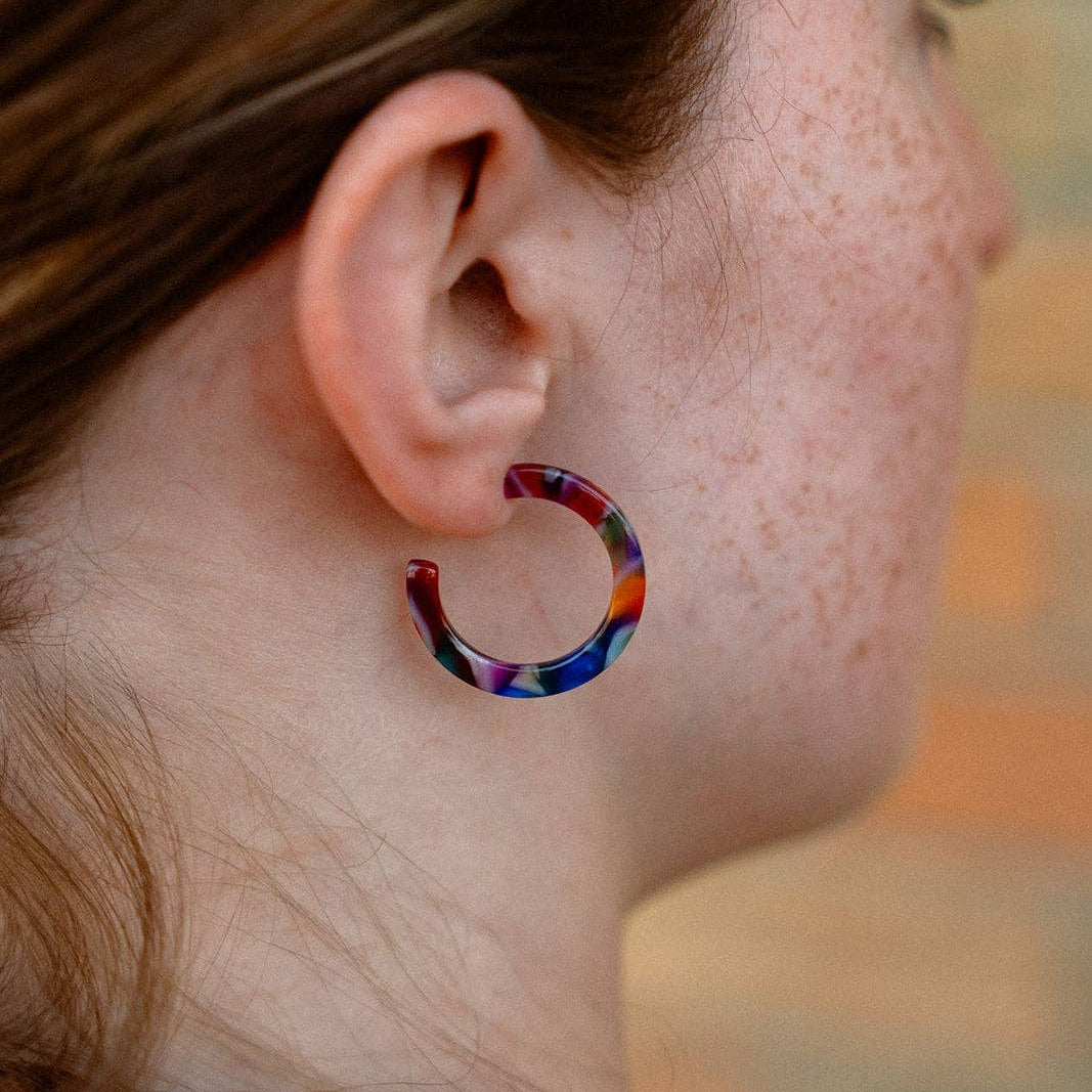 Cam Mini Hoops in Jewel Stained Glass