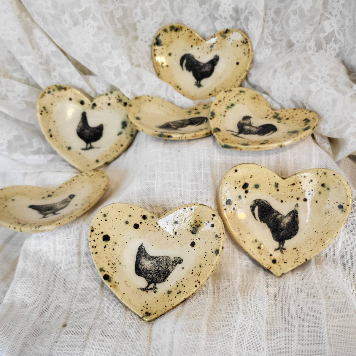 Heart Shaped Chicken Trinket Dishes