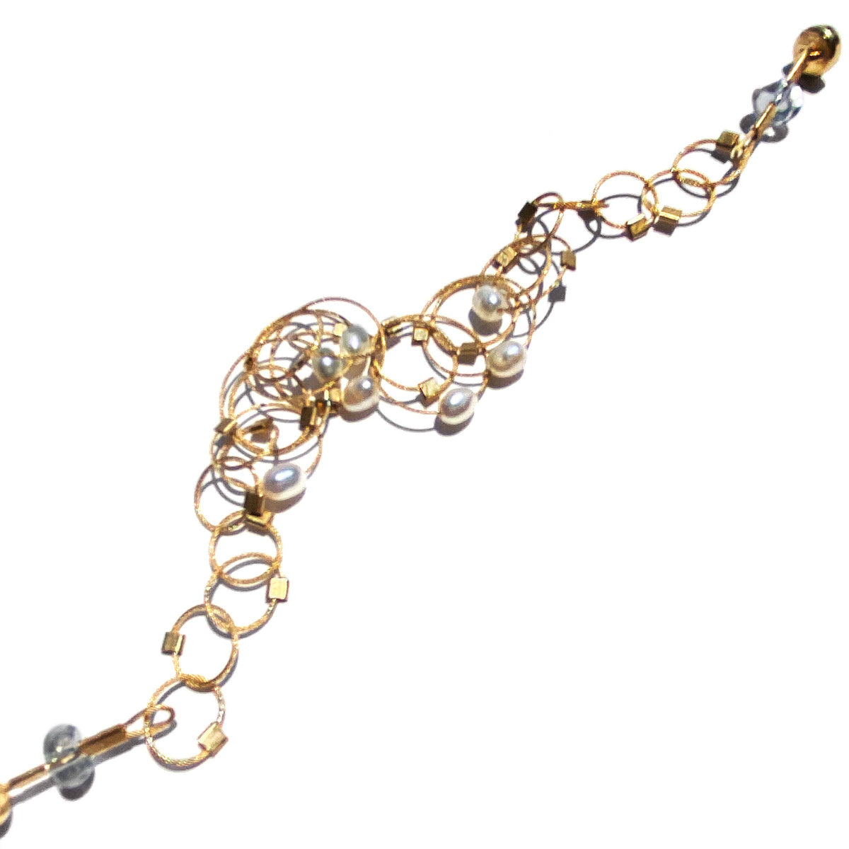 Vertigo Bracelet (Mini): Pearl on Gold Cable with Gold Hardware / 7.25&quot;/Medium