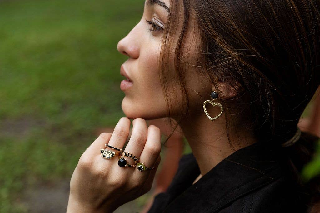 Cha Cha Bar Ring with Black Onyx and Turquoise