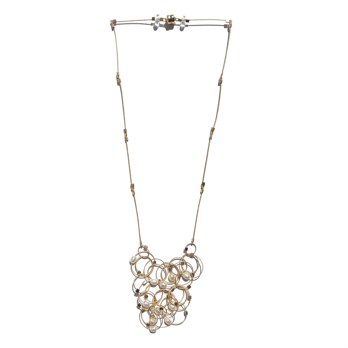 18&quot; Solar Necklace: Pearl / Gold