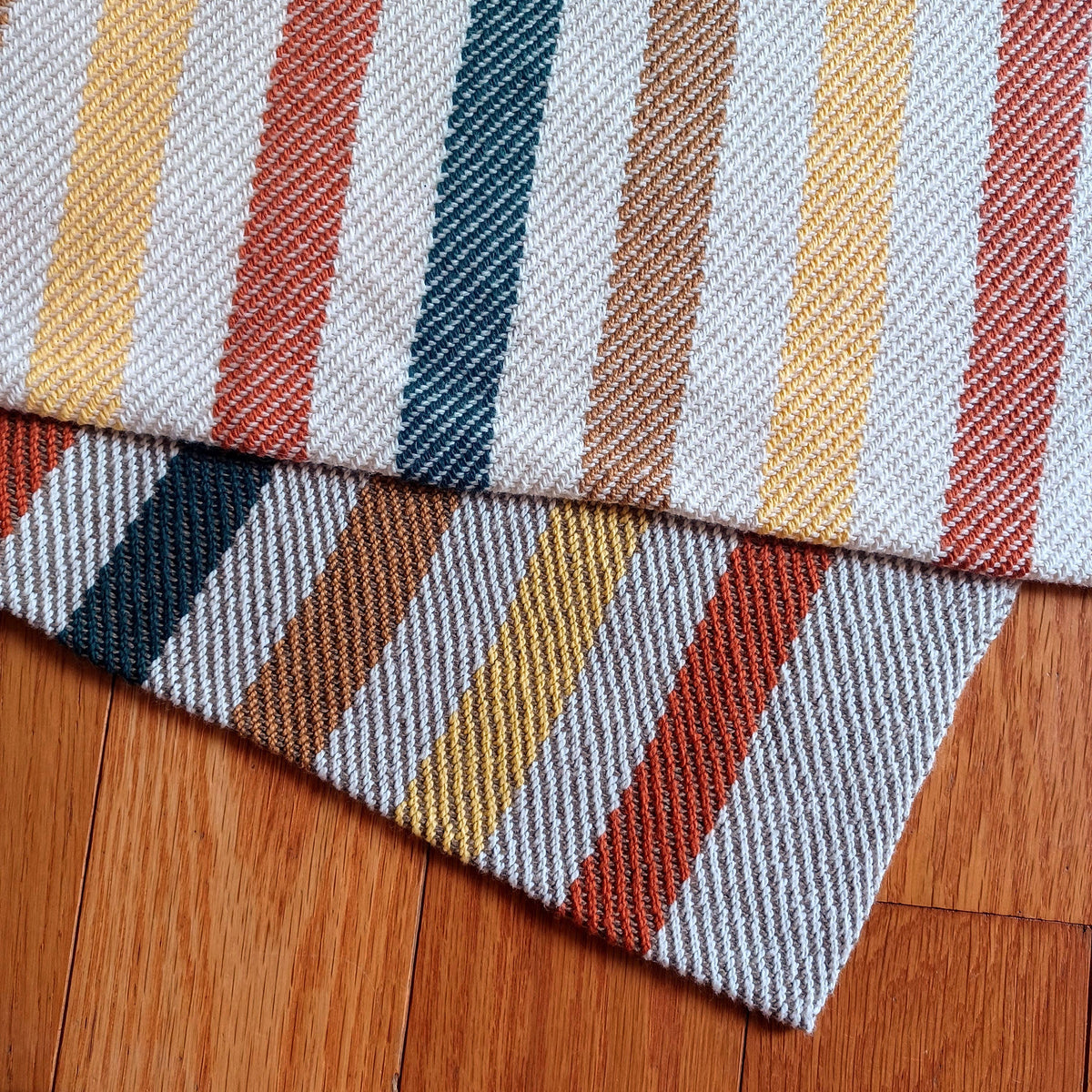 Fall Stripe Handwoven Towel: White