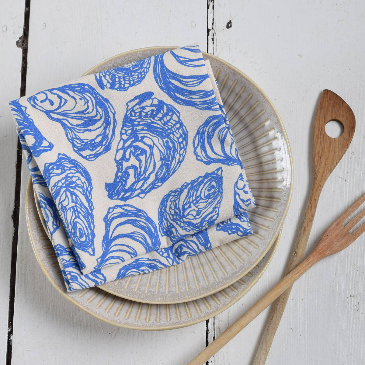Oyster Tea Towel - Blue Violet