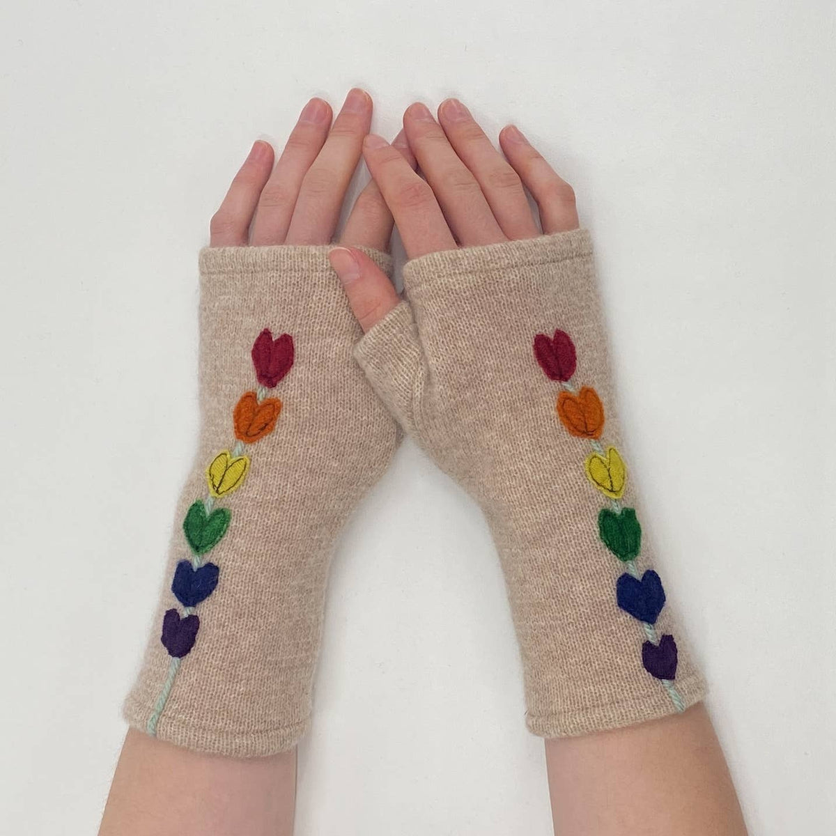 Lupine Gold Fingerless Cashmere Gloves