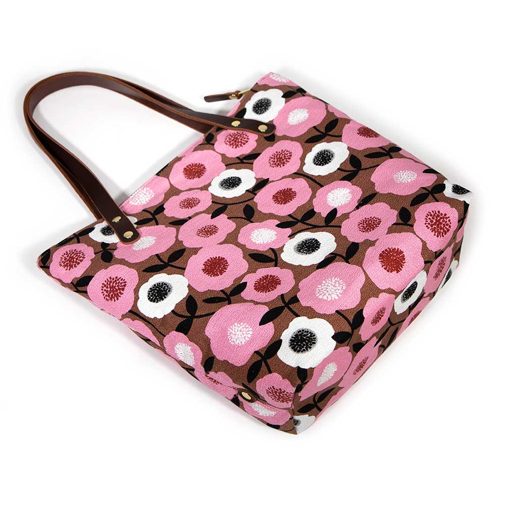 Midcentury Floral Portfolio Tote- Pink