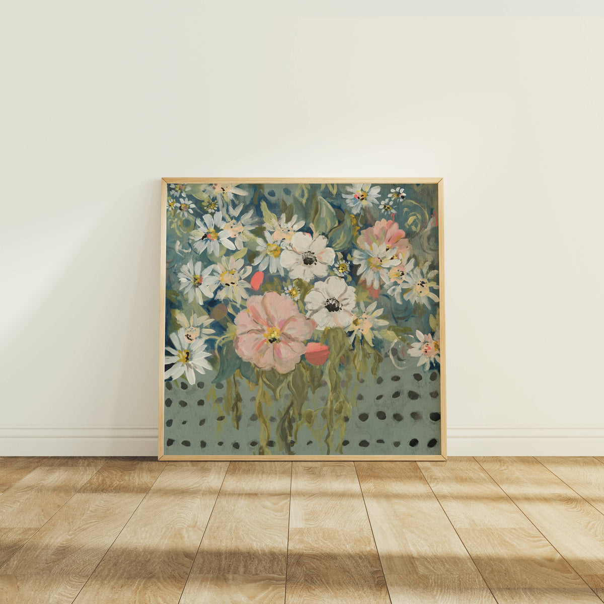 Blue and Pink Flowers, Anemone Art Print