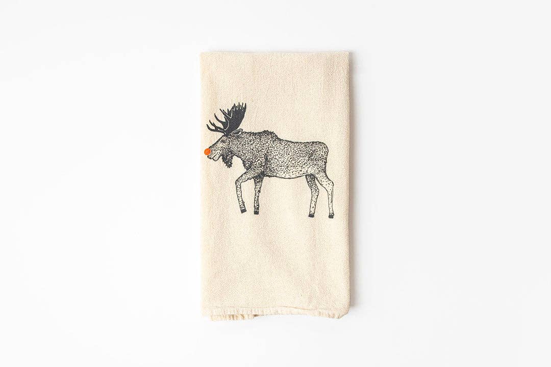 Red Nose Moose Kitchen Towel