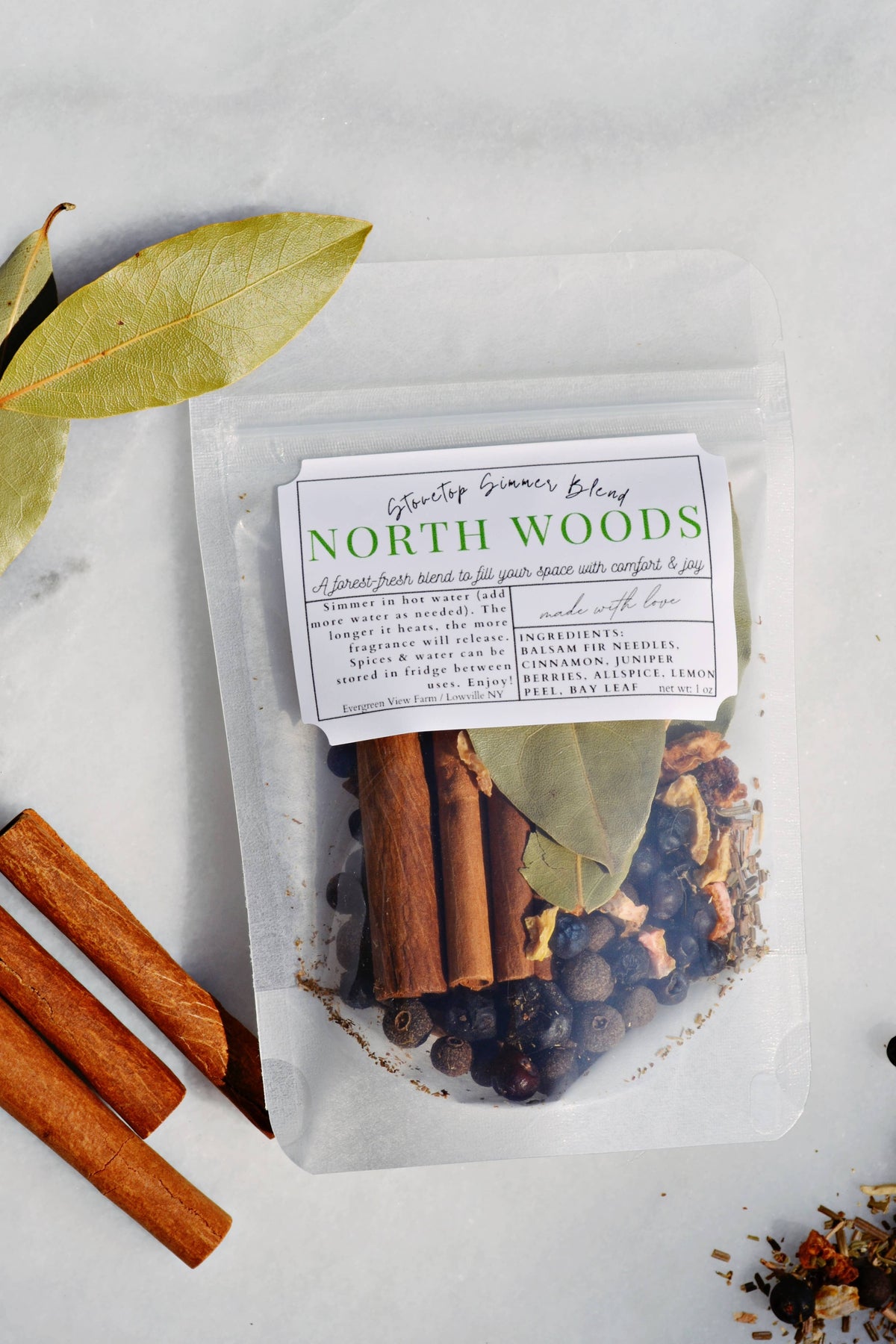 Simmer Pot Stovetop Spice Christmas Holiday "North Woods": Brown kraft standup pouch