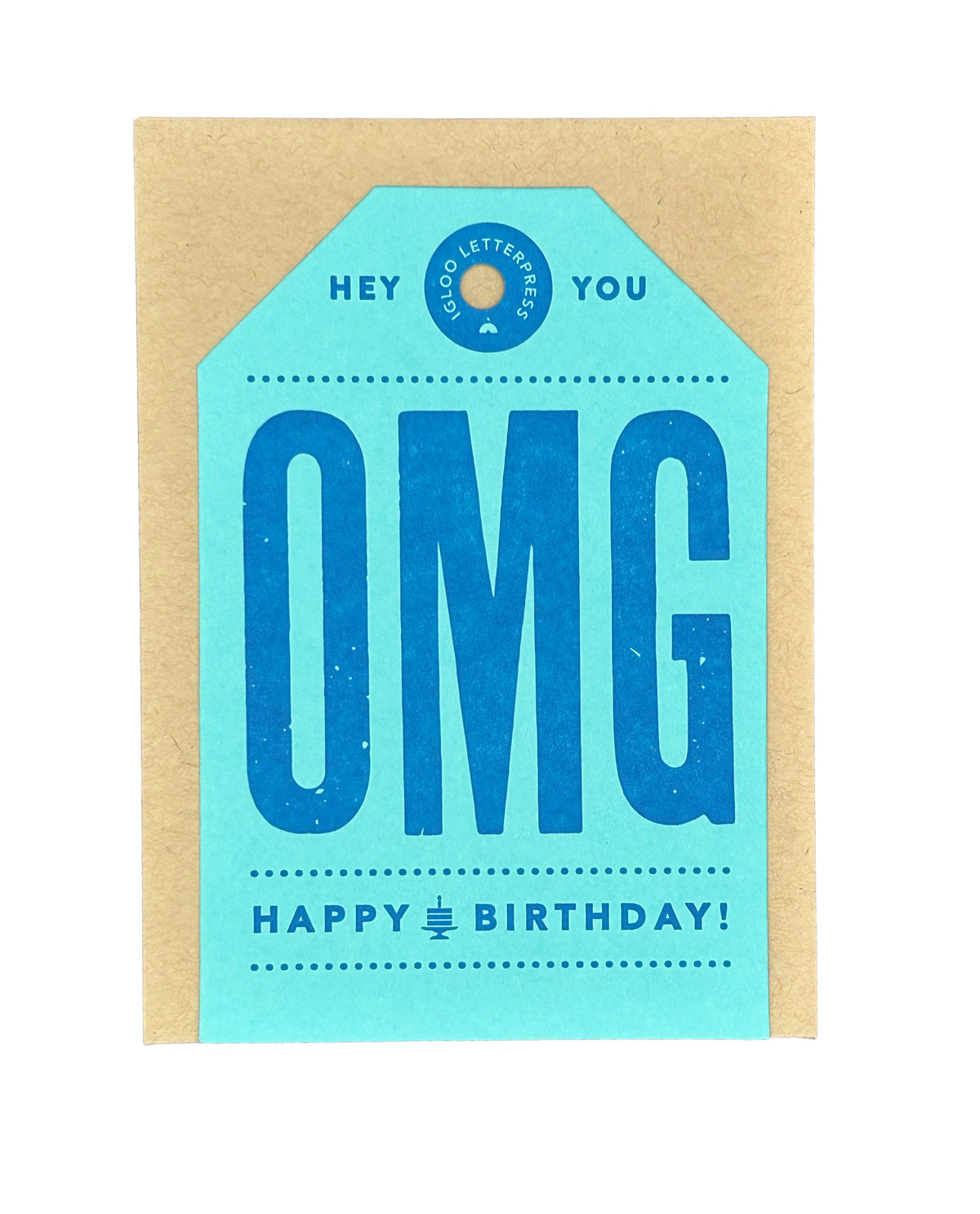OMG Happy Birthday Tag Letterpress Card: Pink
