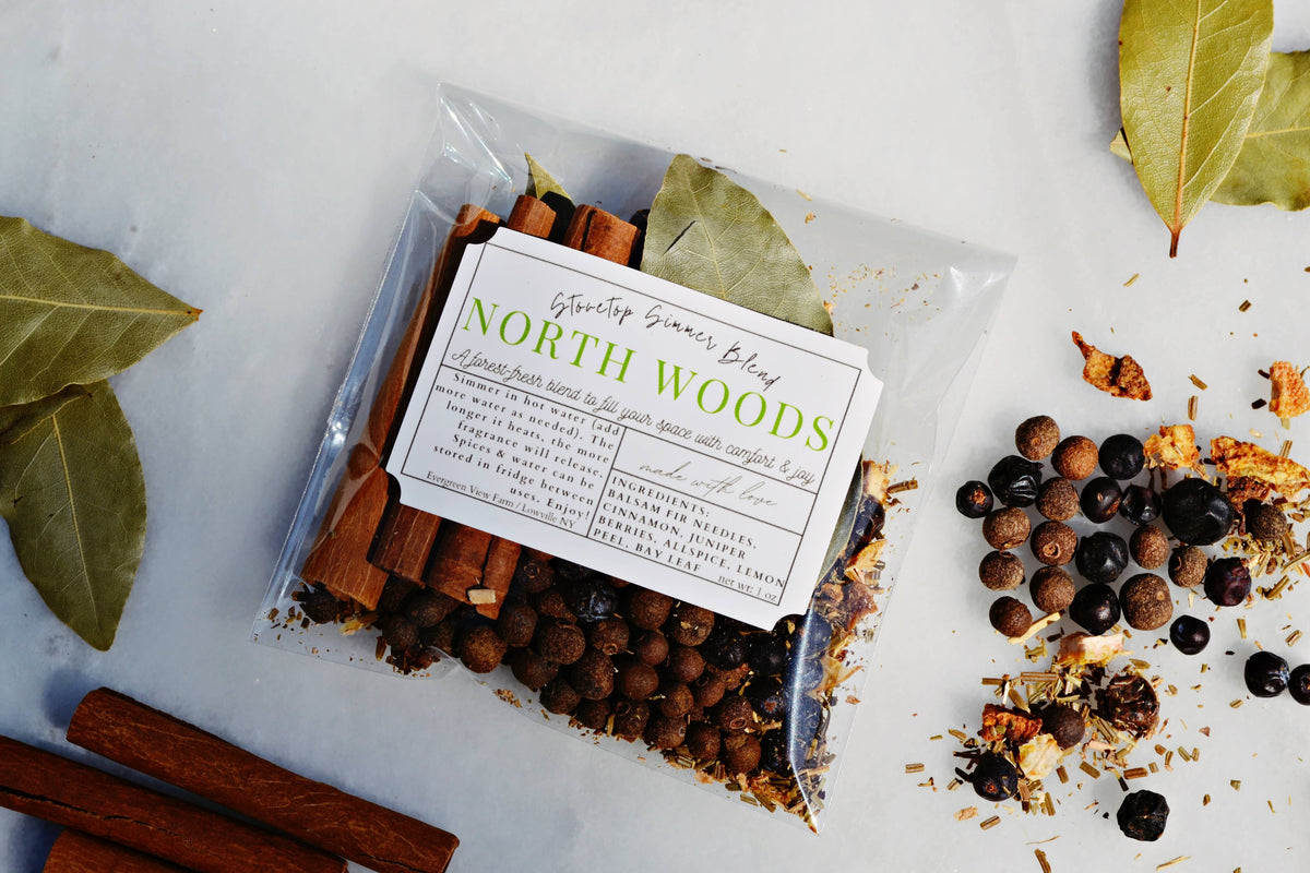 Simmer Pot Stovetop Spice Christmas Holiday "North Woods": Brown kraft standup pouch