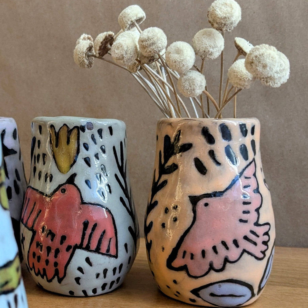 Pink Birds Mini Vase