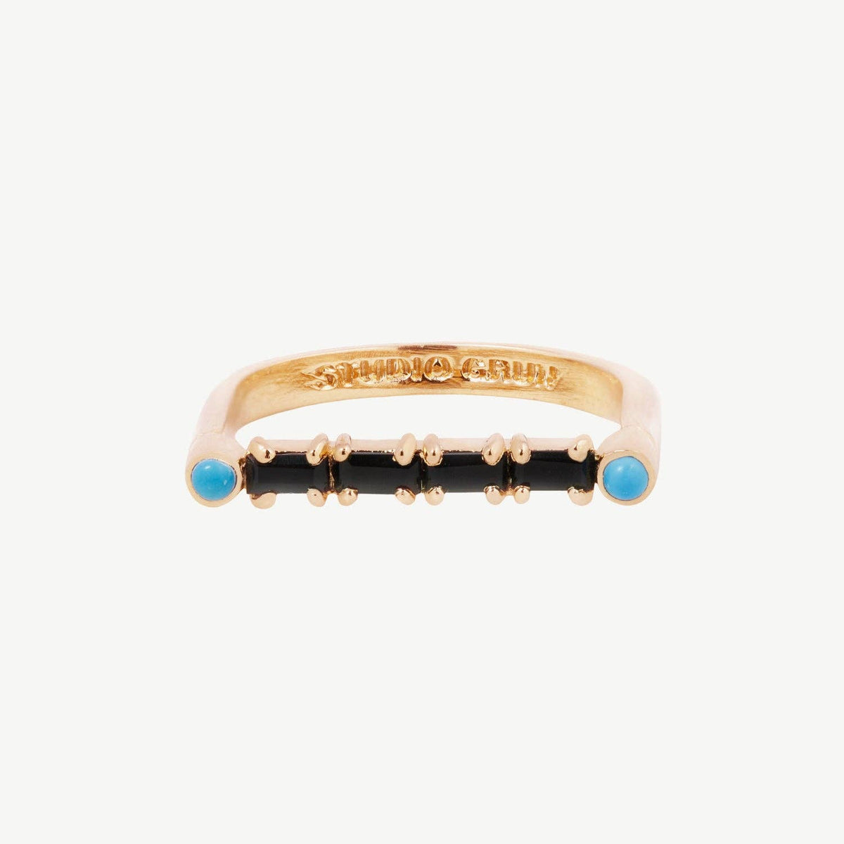 Cha Cha Bar Ring with Black Onyx and Turquoise