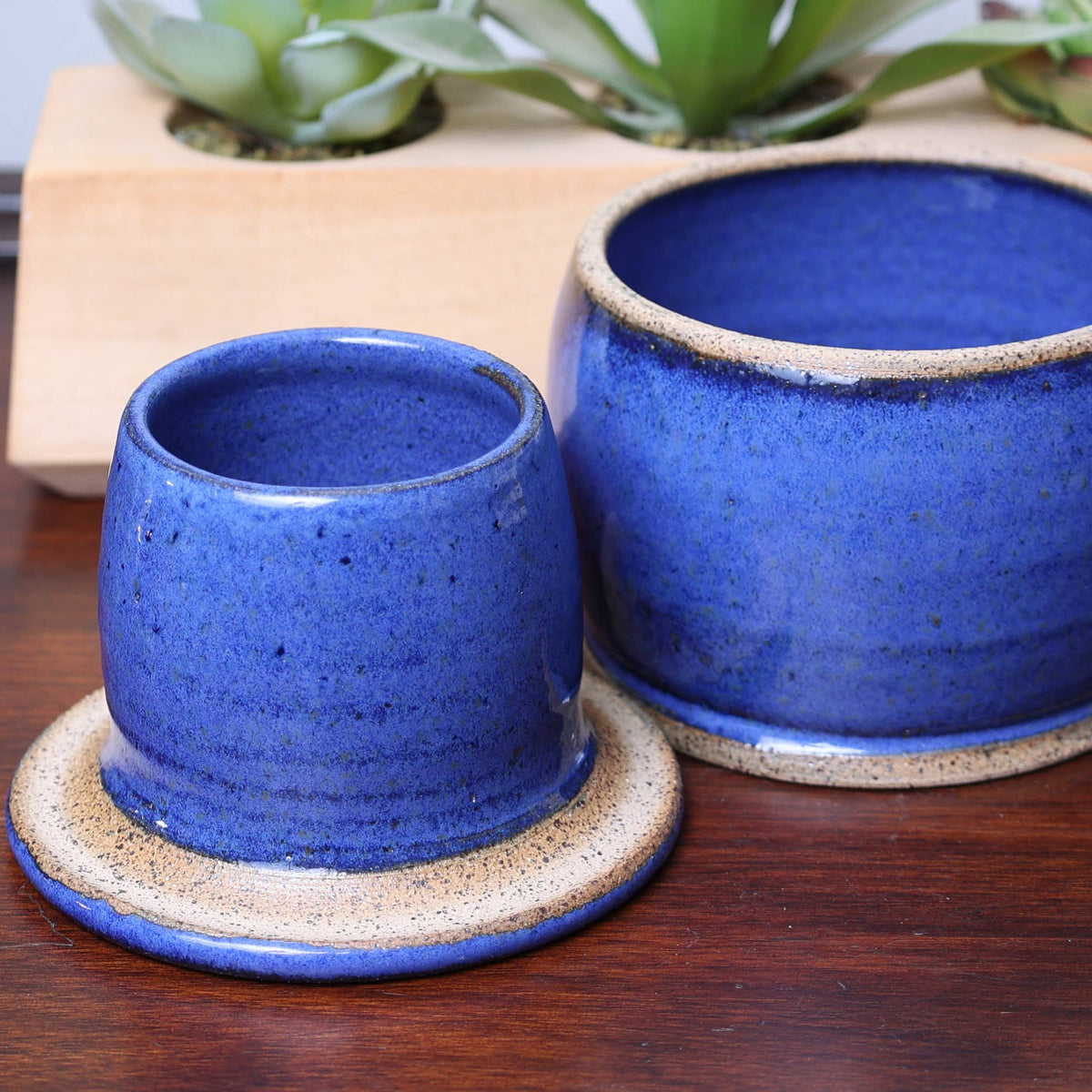 Artisan French Butter Dish Blue