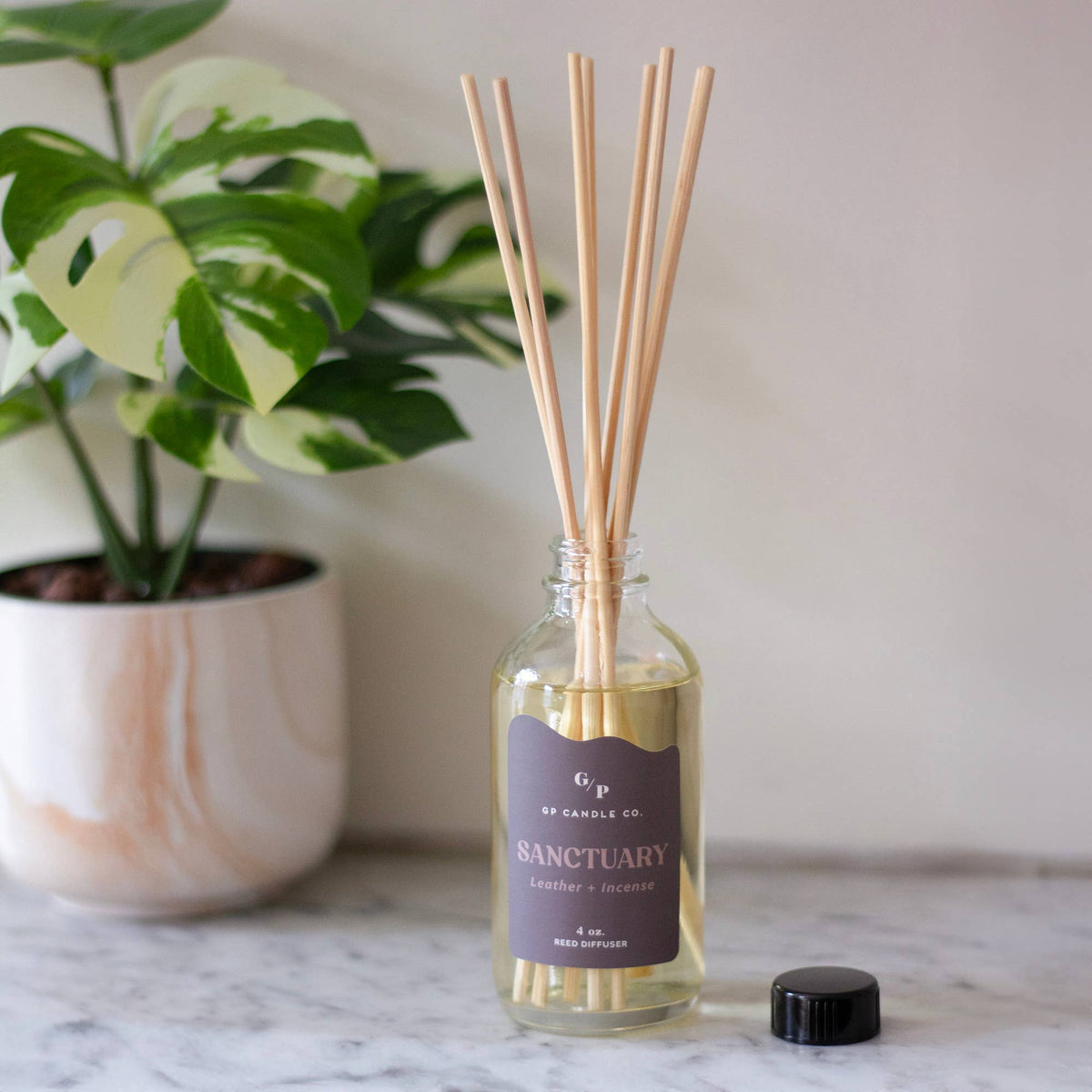 Sanctuary 4 oz. Hue Reed Diffuser (Leather + Incense)