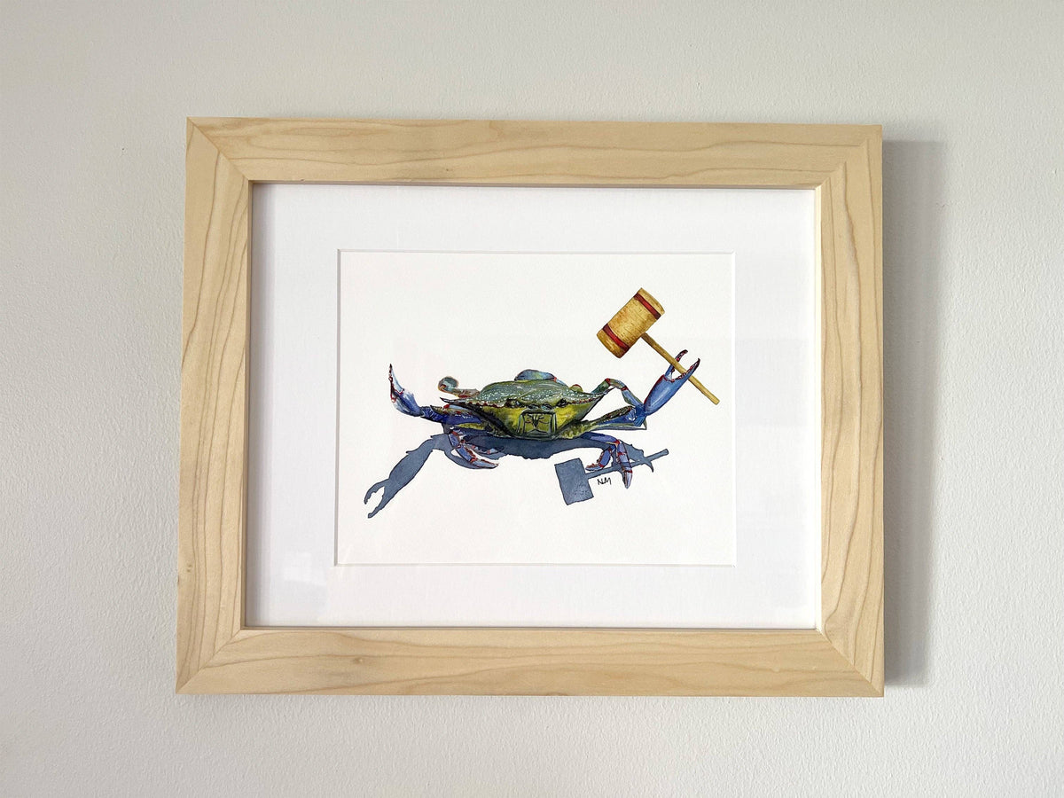 Blue Crab Watercolor Print | 8x10