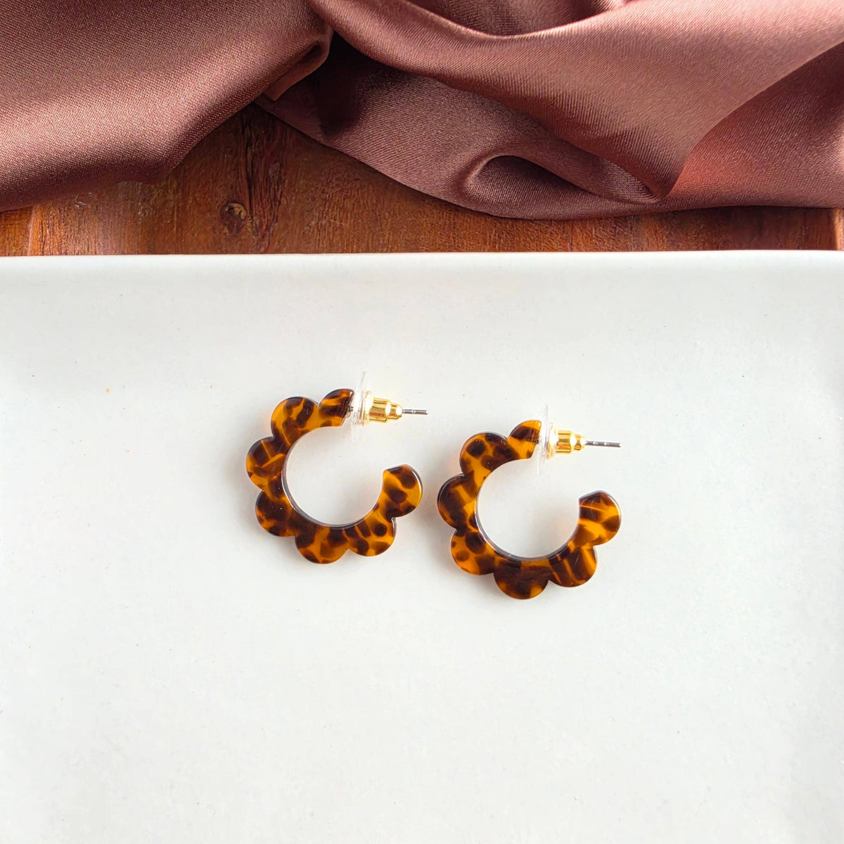 Flora Mini Hoops in Amber Dot