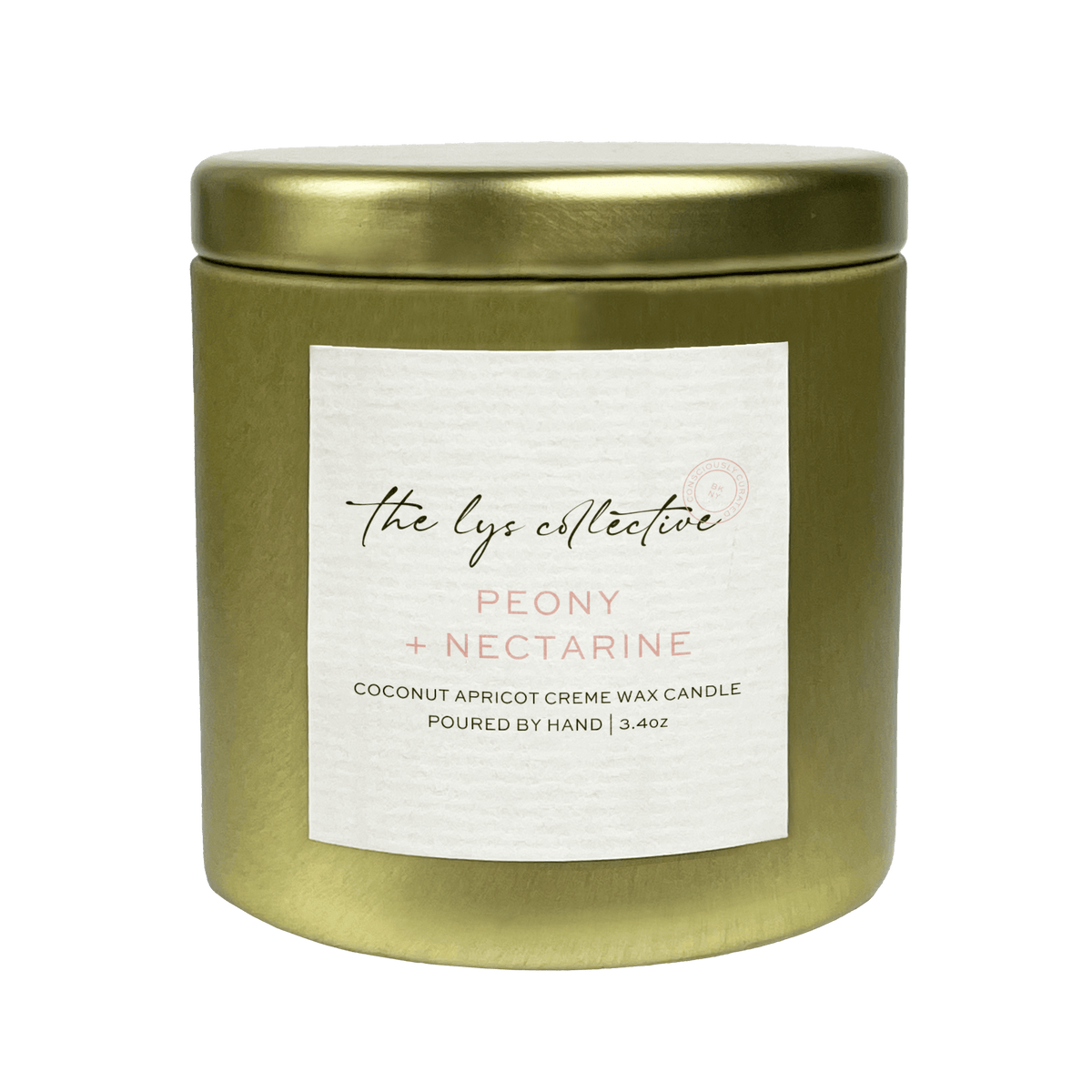 Peony + Nectarine Coconut Apricot Creme Wax Candle Tin