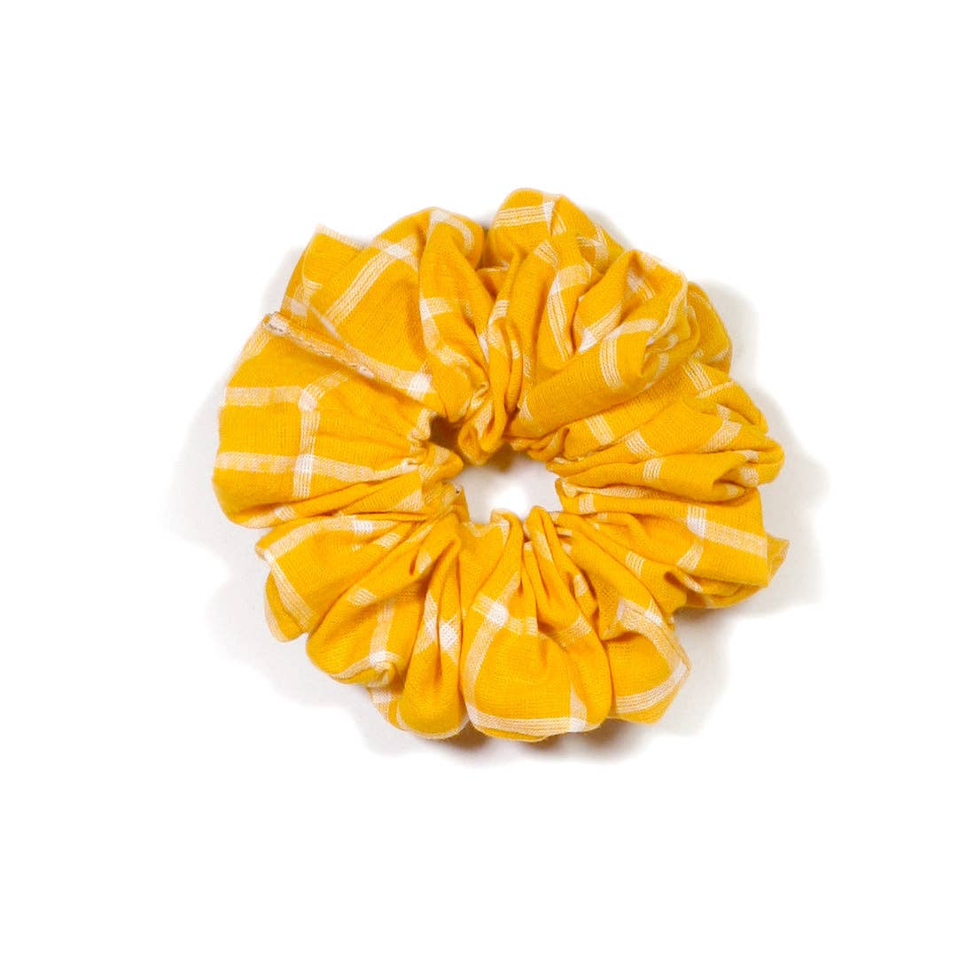 Tepache Yellow Windowpane Hair Scrunchie