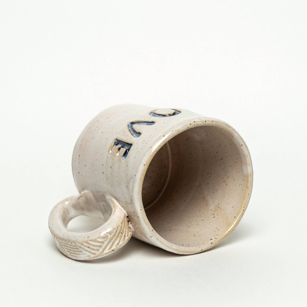 &#39;Love&#39; Handmade Mug in Ivory: 12oz