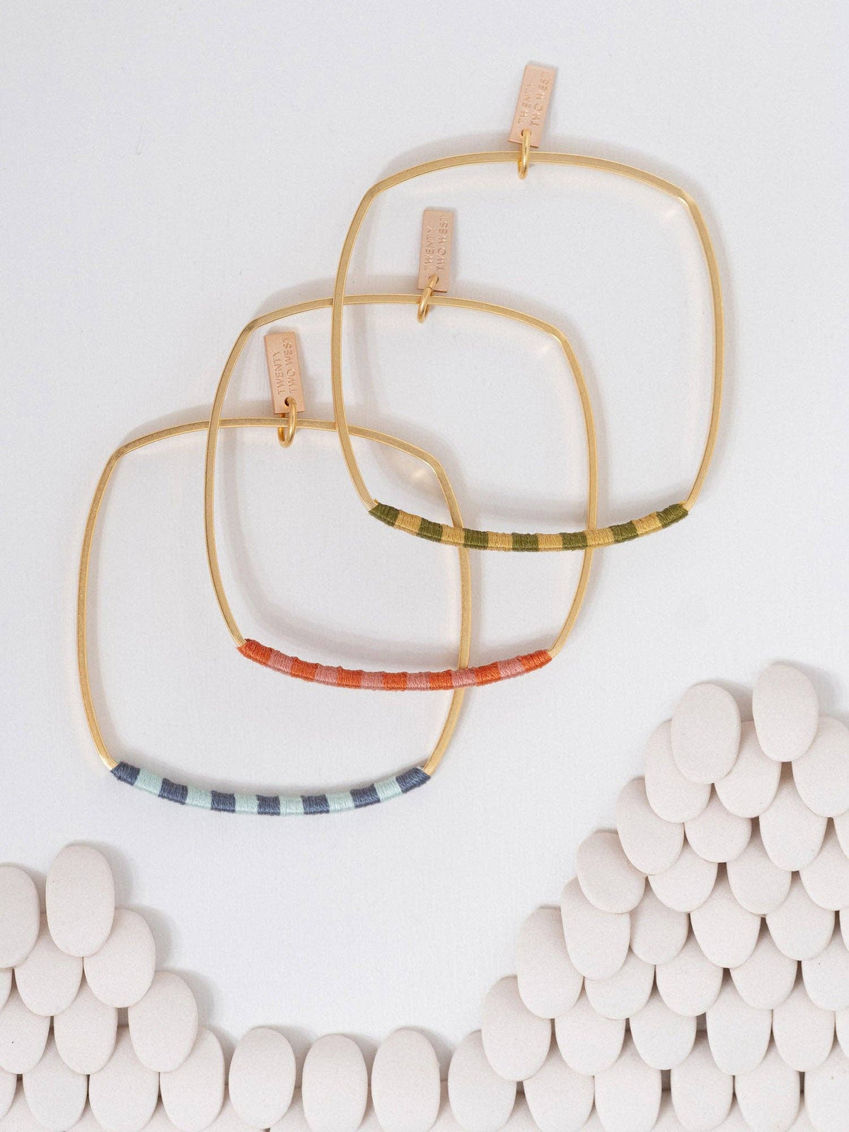 Checkerboard Bangle: Storm & Breeze / Gold