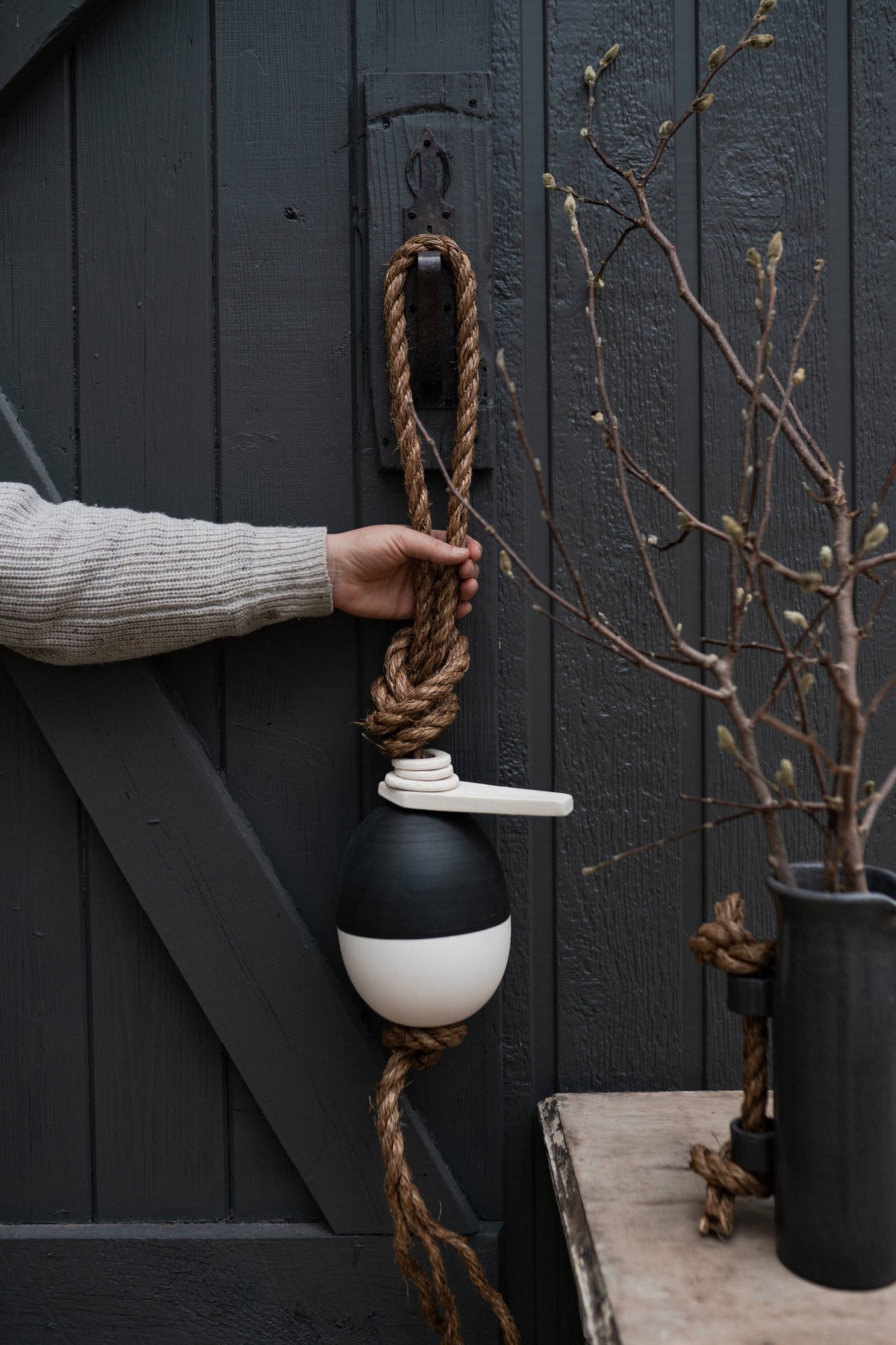 Black Lichen Ceramic Buoy