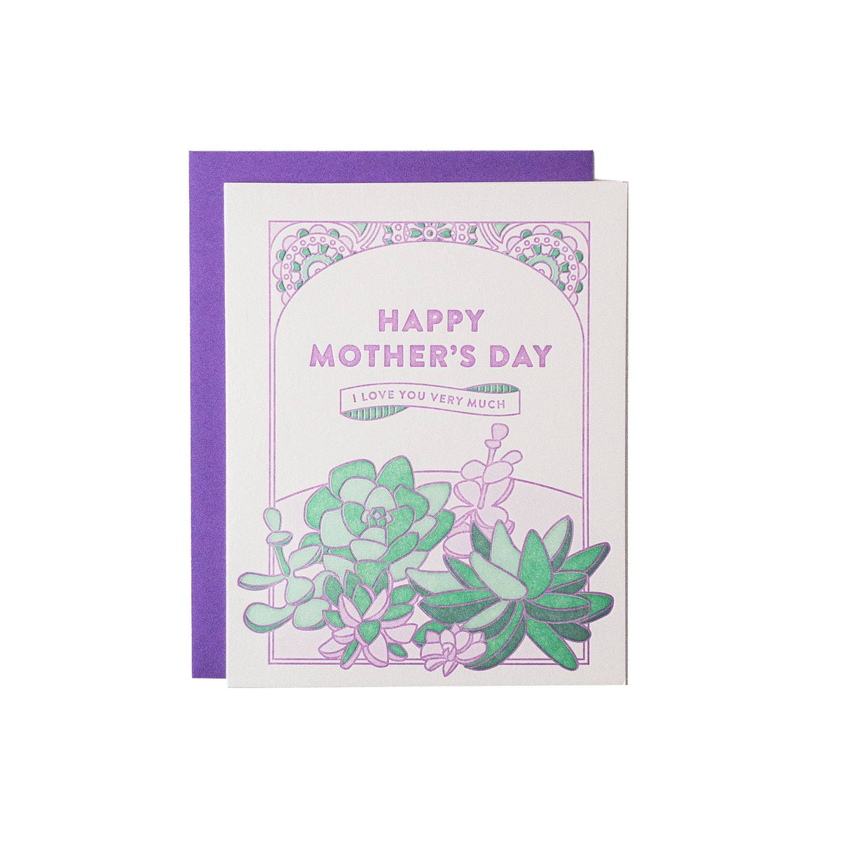 Happy Mother&#39;s Day Succulents Letterpress Card