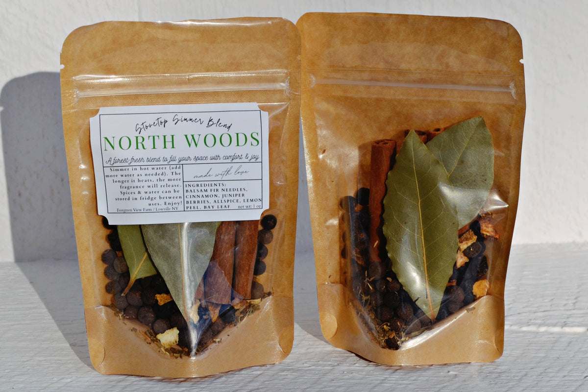 Simmer Pot Stovetop Spice Christmas Holiday "North Woods": Brown kraft standup pouch