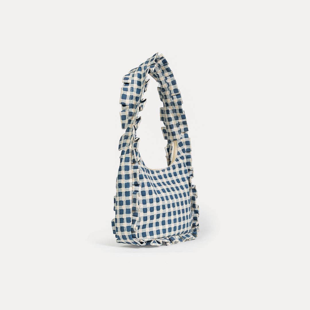 Momo Shoulder Bag - Indigo Gingham