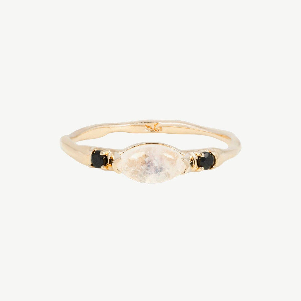 Mona Ring with Moonstone and Black Spinel