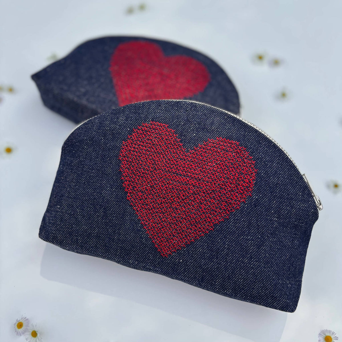 Heart Denim Pouch