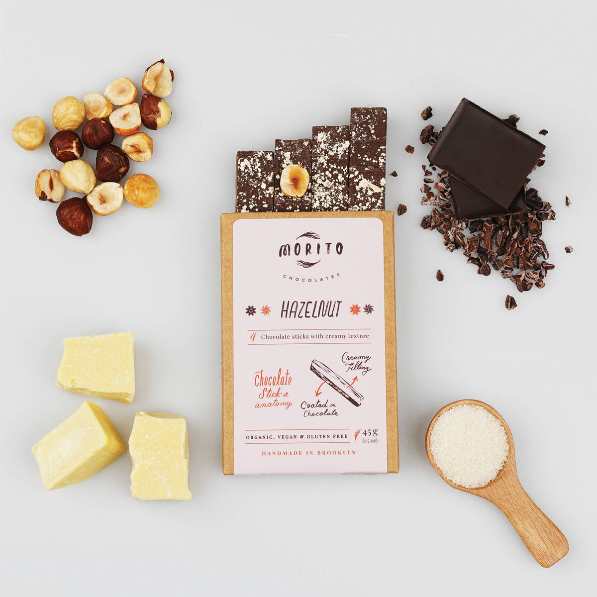 HAZELNUT- 4-Pack of Vegan Chocolate Sticks