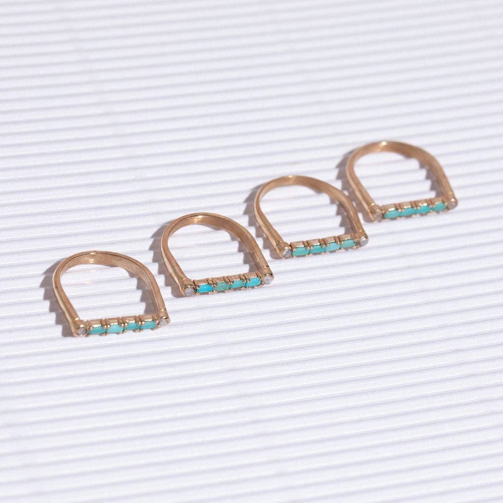 Cha Cha Bar Ring with Turquoise and Moonstone