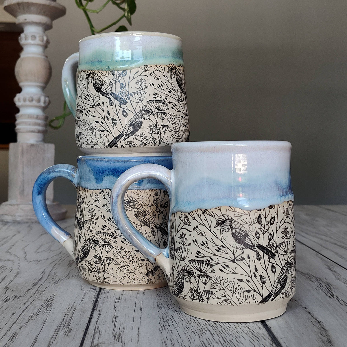 Floral Bird Textured Mug