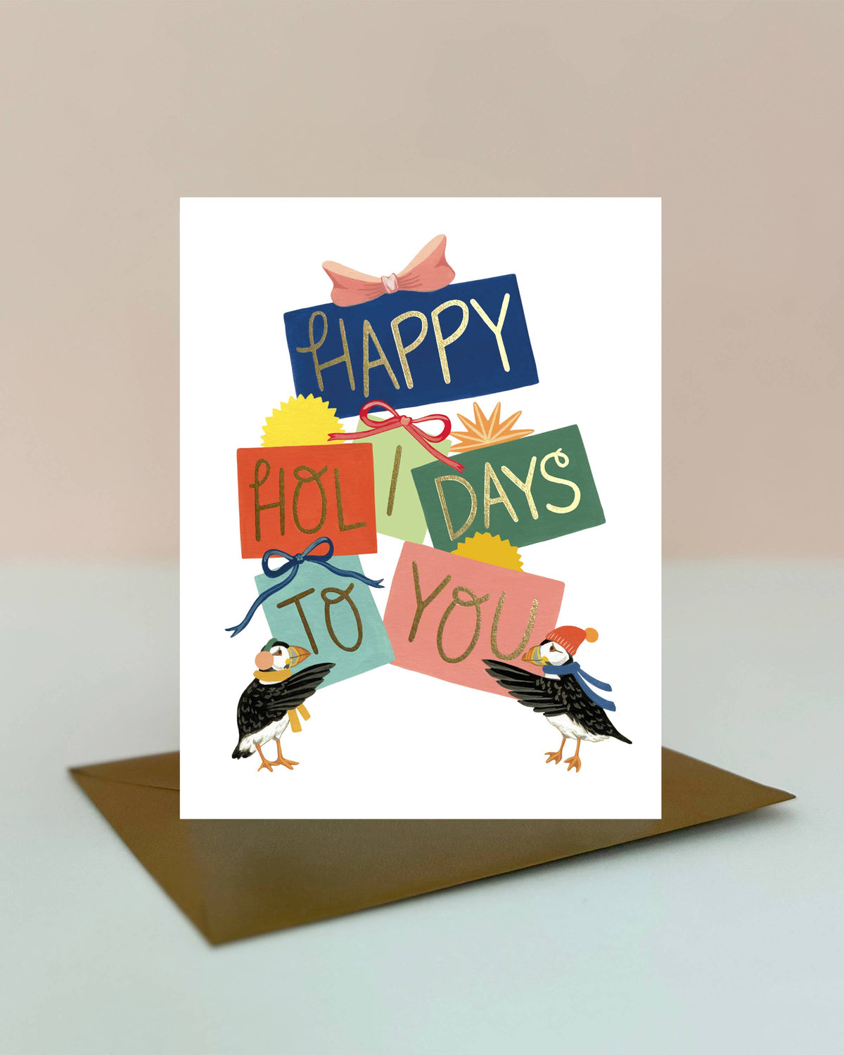 Puffins &amp; Presents Holiday Card - Boxed Set of 8