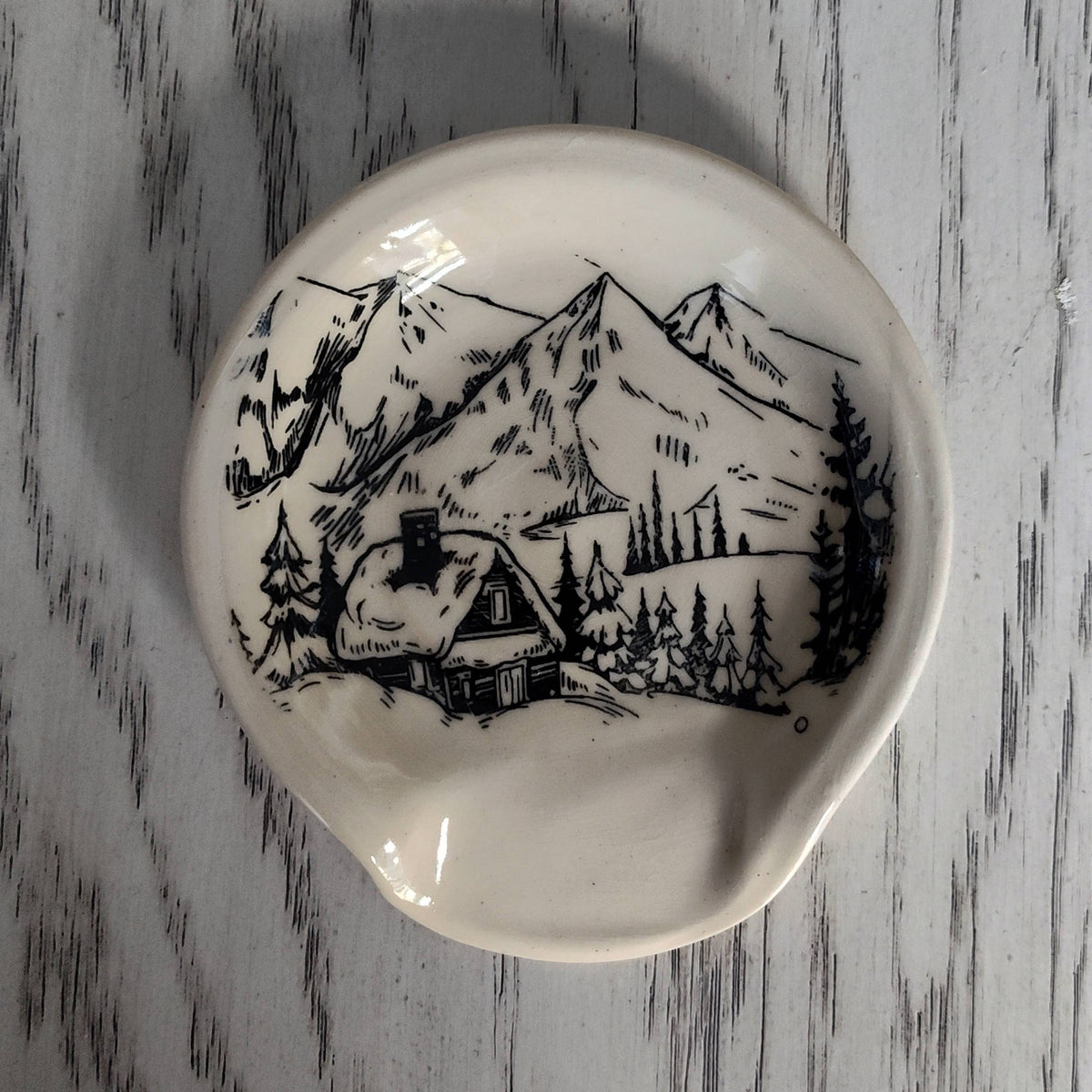 Snowy Cabin Spoon Rest