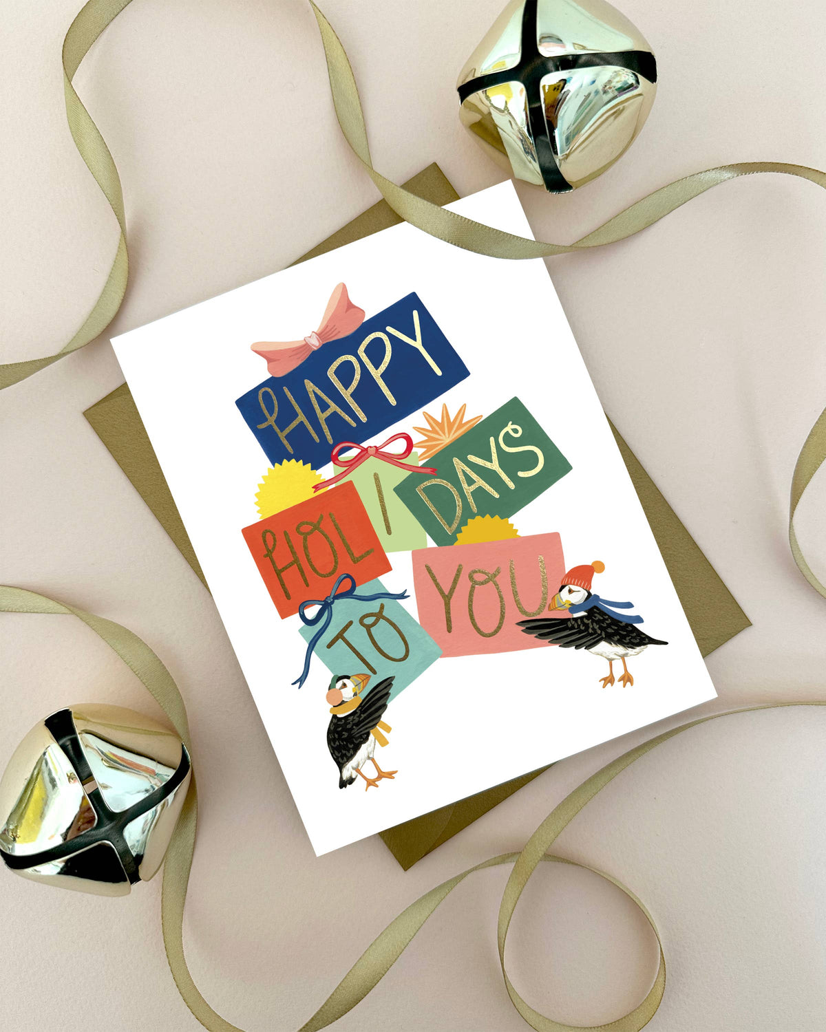 Puffins &amp; Presents Holiday Card - Boxed Set of 8