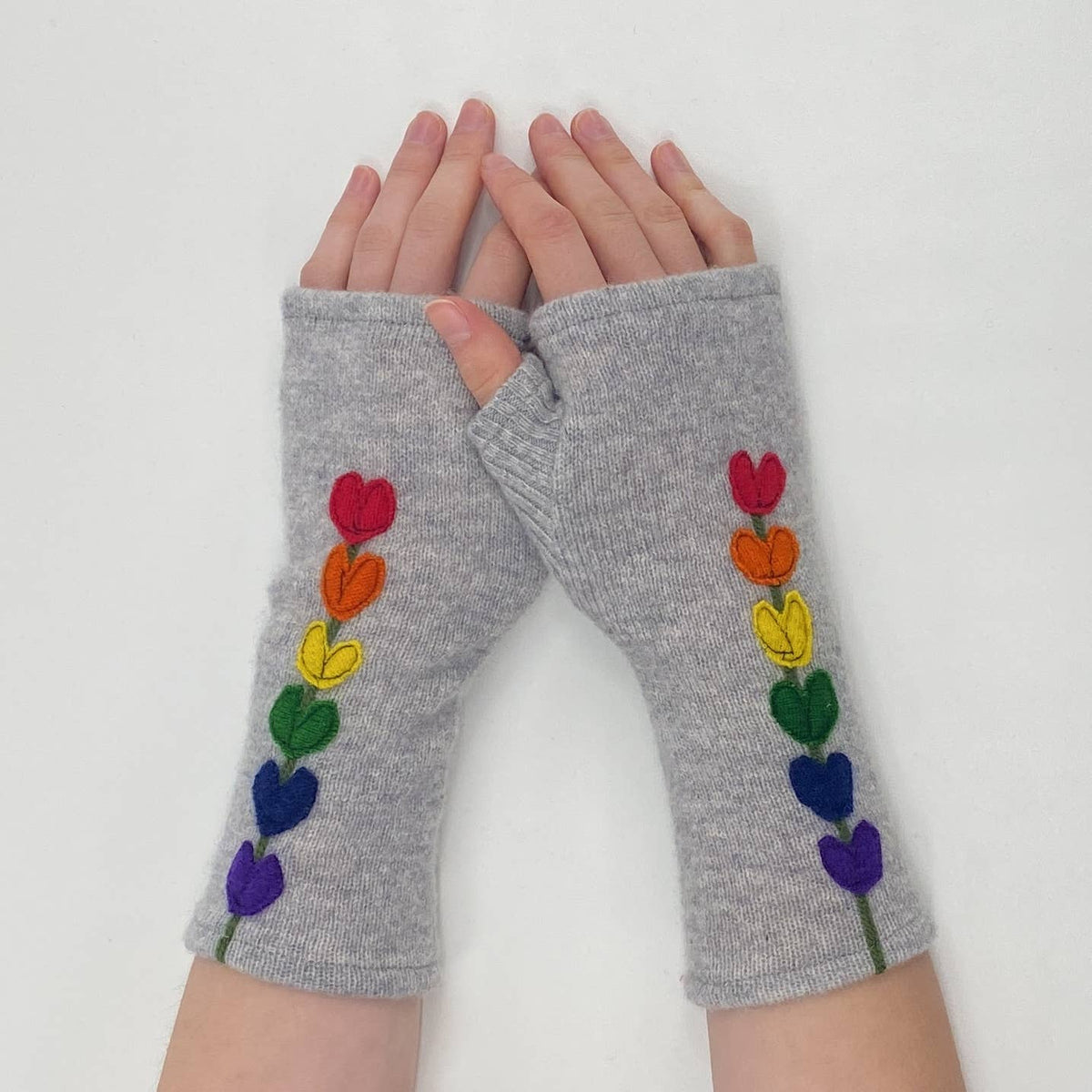 Lupine Gold Fingerless Cashmere Gloves