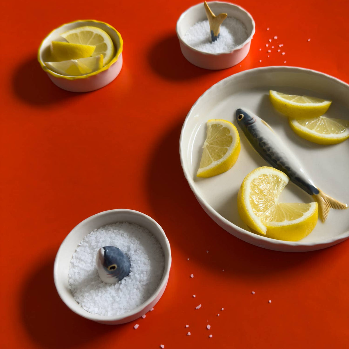 Hand-Painted Porcelain Sardine Bowl - Tail