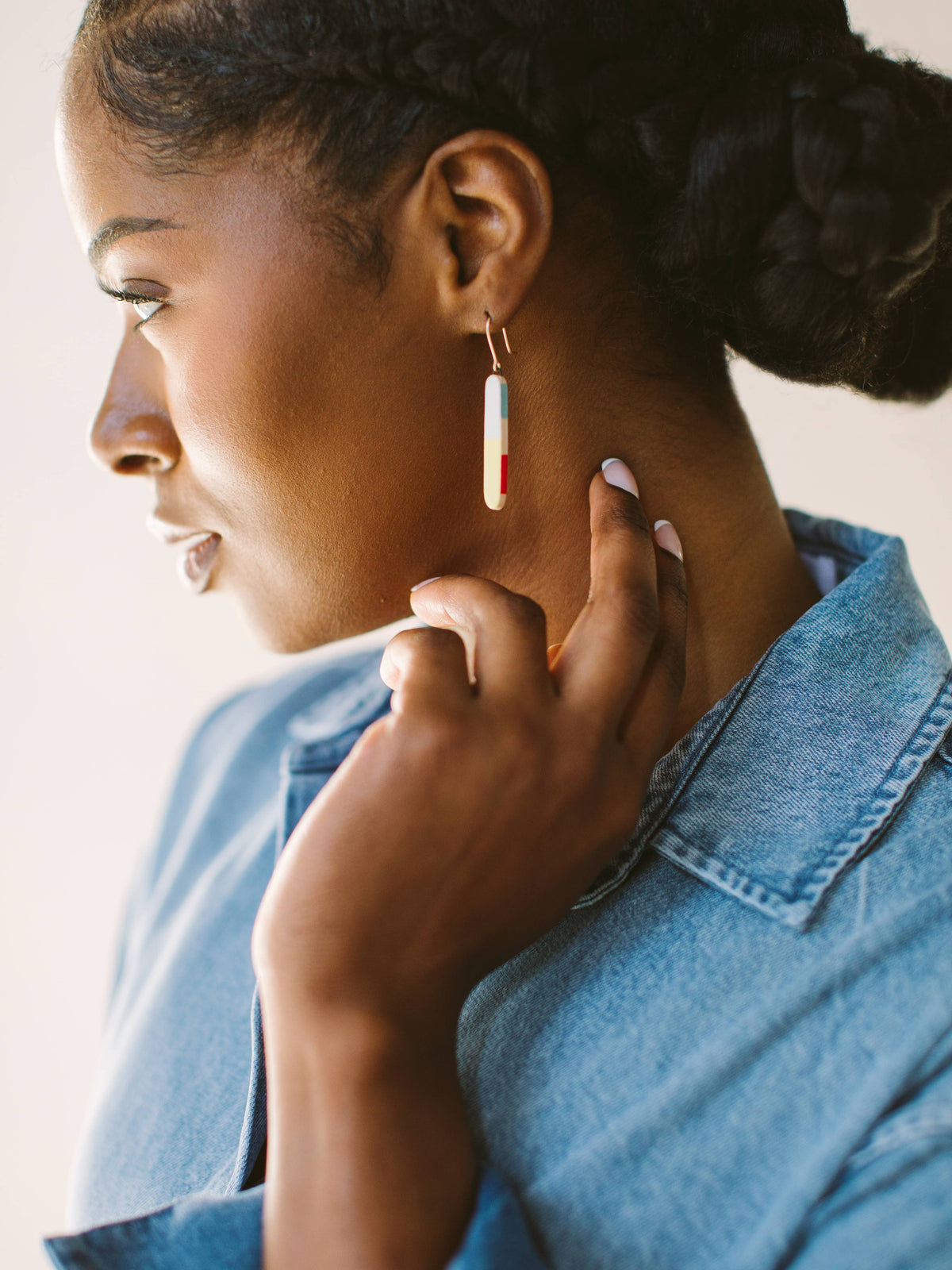 Running Stitch Earrings: Pink Blossom / Gold
