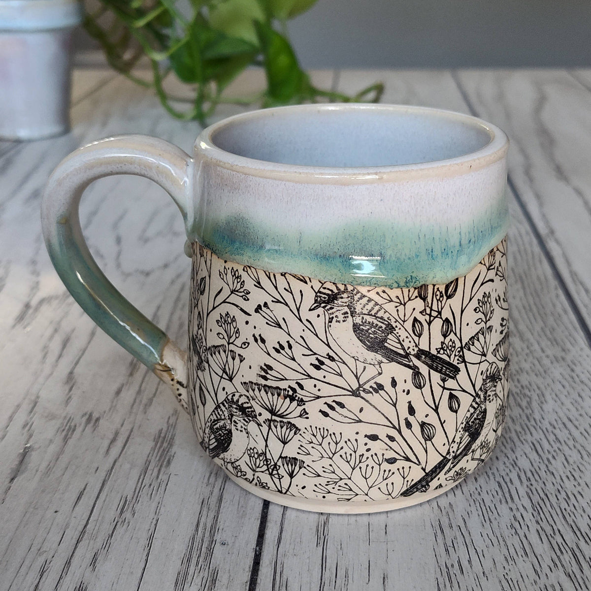 Floral Bird Textured Mug
