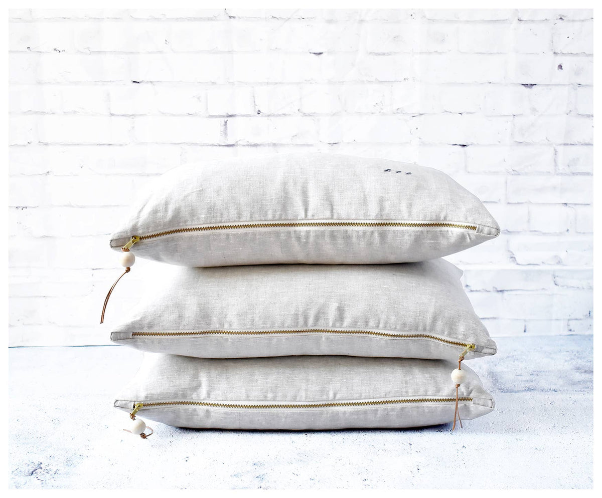 Lumbar Linen Pillow-Oatmeal or White