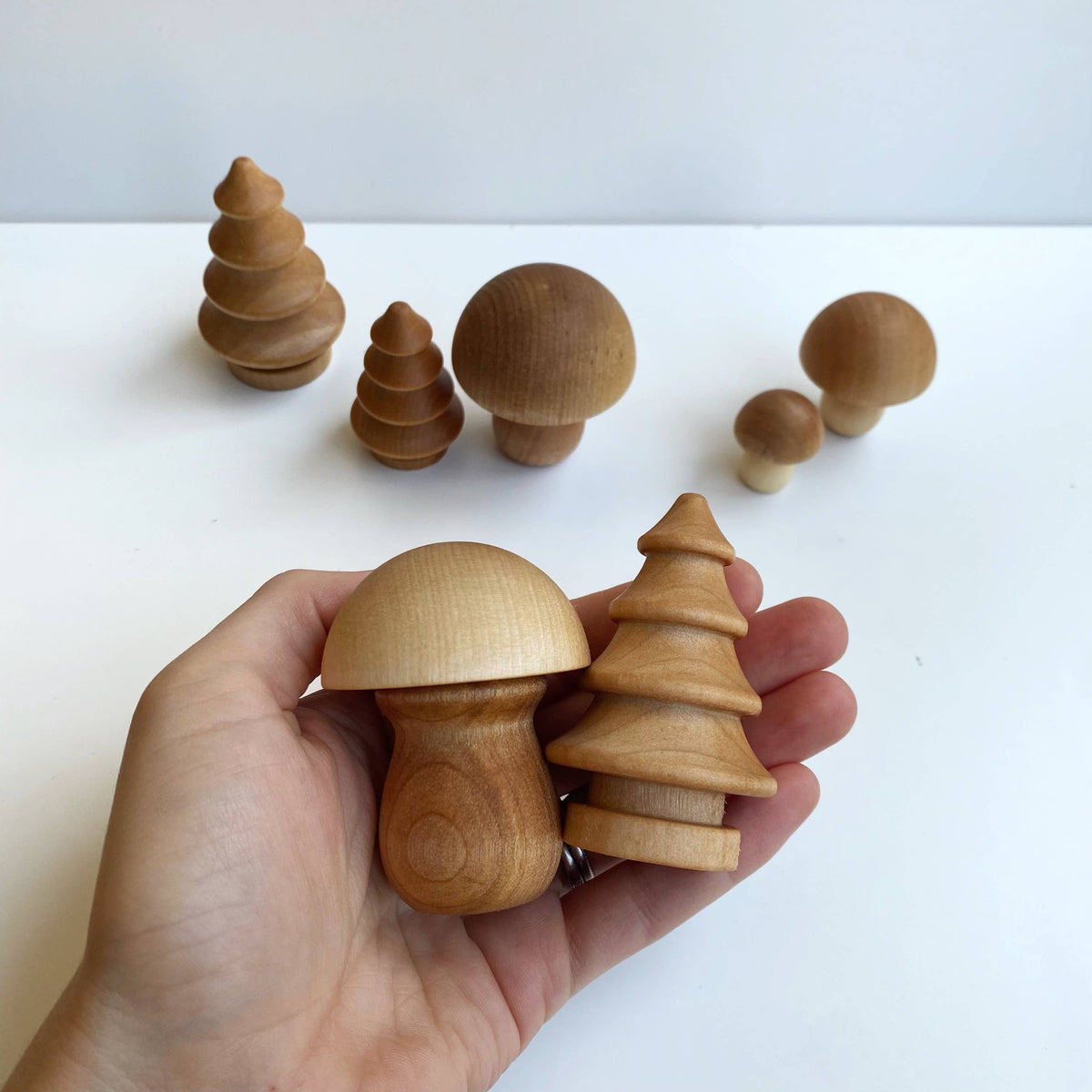 Forest Wood Mushroom Set | Tree Set Montessori Pretend Play