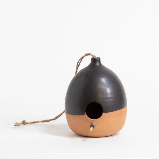 Minimalist Modern Ceramic Bird House | Black