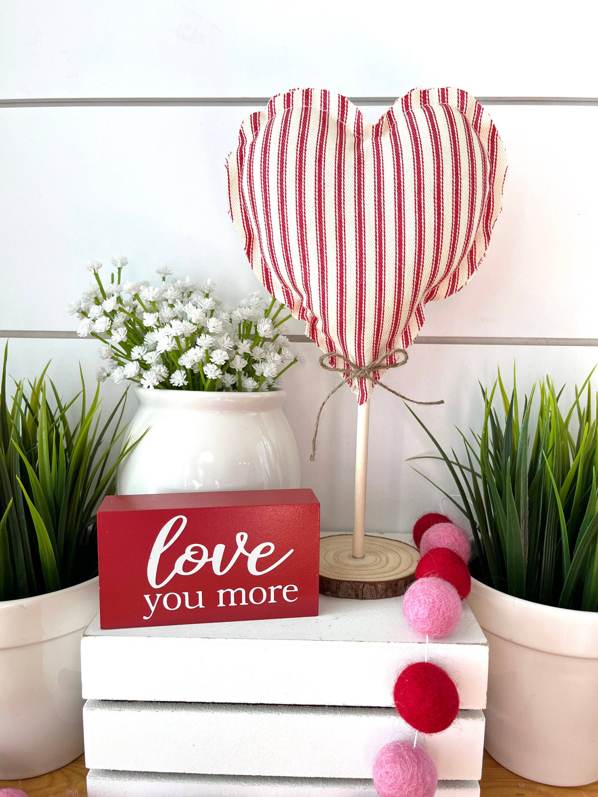 Valentine Rustic Heart Red Ticking Tree