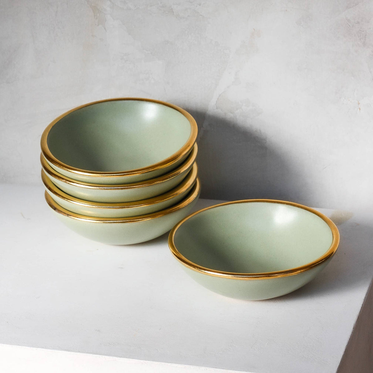 Sage Green Trinket Bowl | Handmade Pottery with Gold