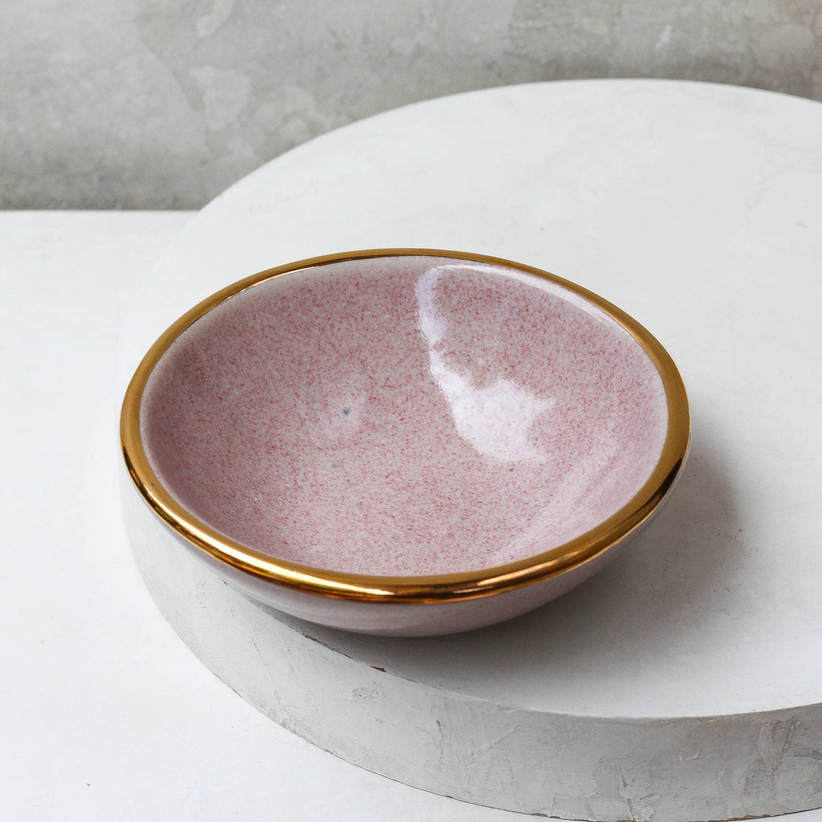 Pink Ring Bowl | Handmade Porcelain Trinket Bowl with Gold: Light Pink