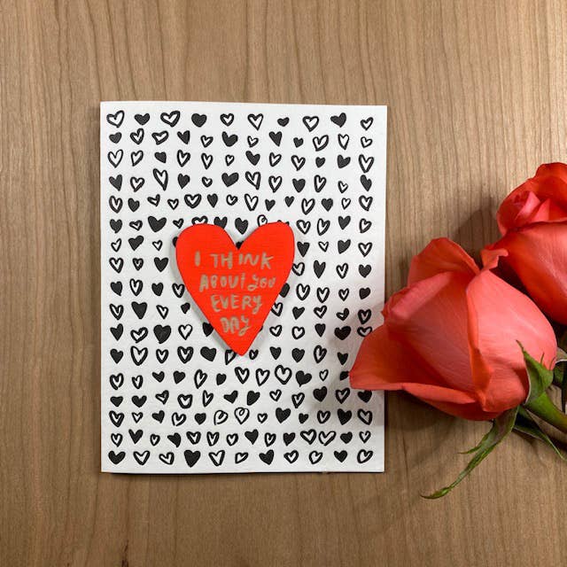 I Think About You Every Day Card with Heart Magnet
