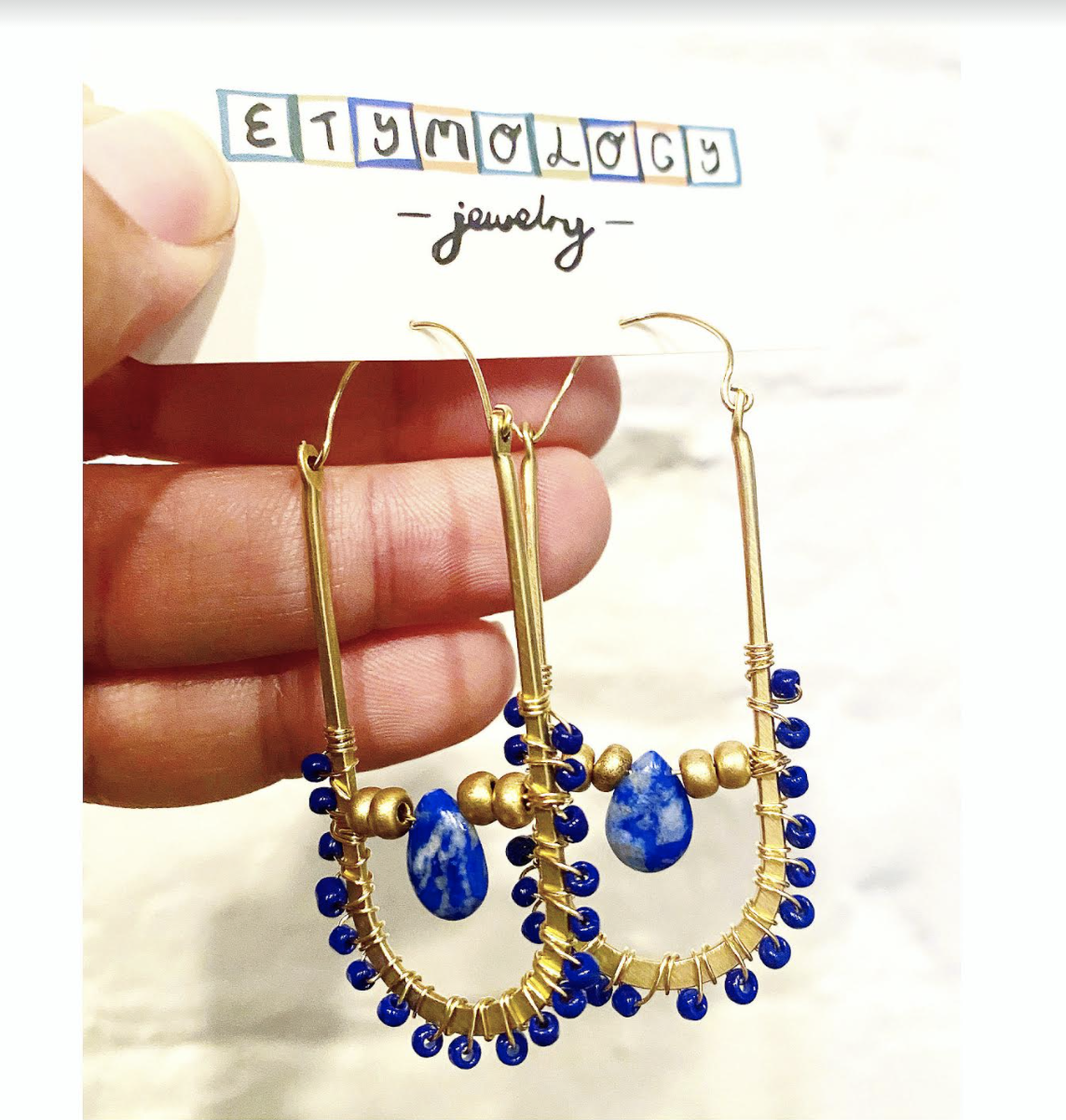 Crystal Hoop Earrings—Lapis Jewelry Crystal Statement Hoops