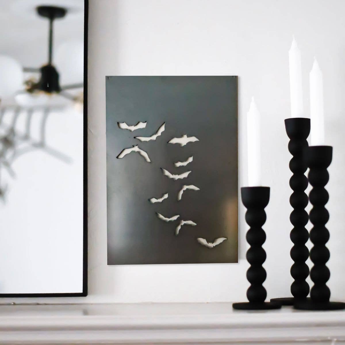 Flying Bats Rectangular Steel Wall Decor Sign